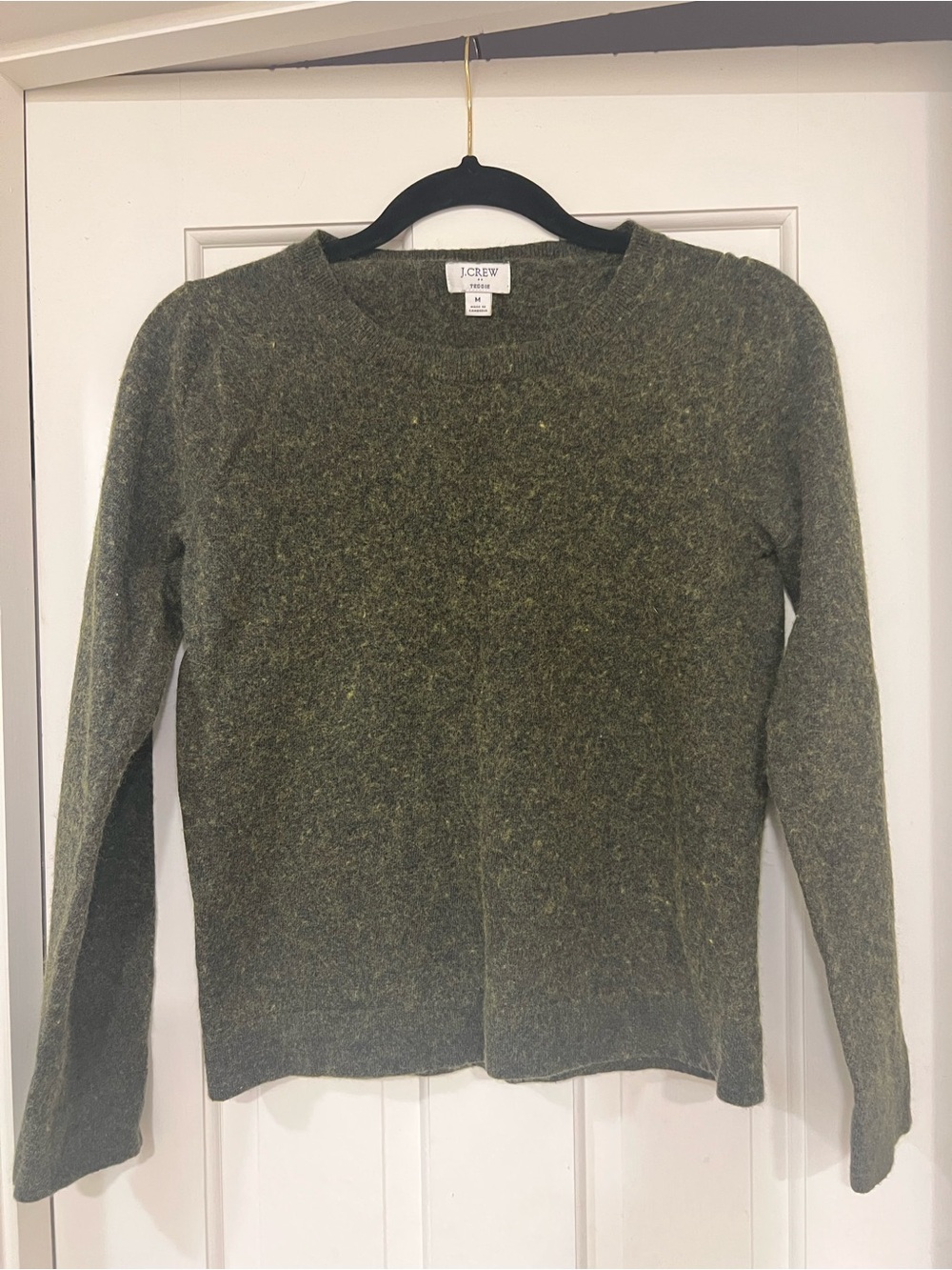 J. Crew “Teddie” Heathered Moss Green Crewneck Sweater